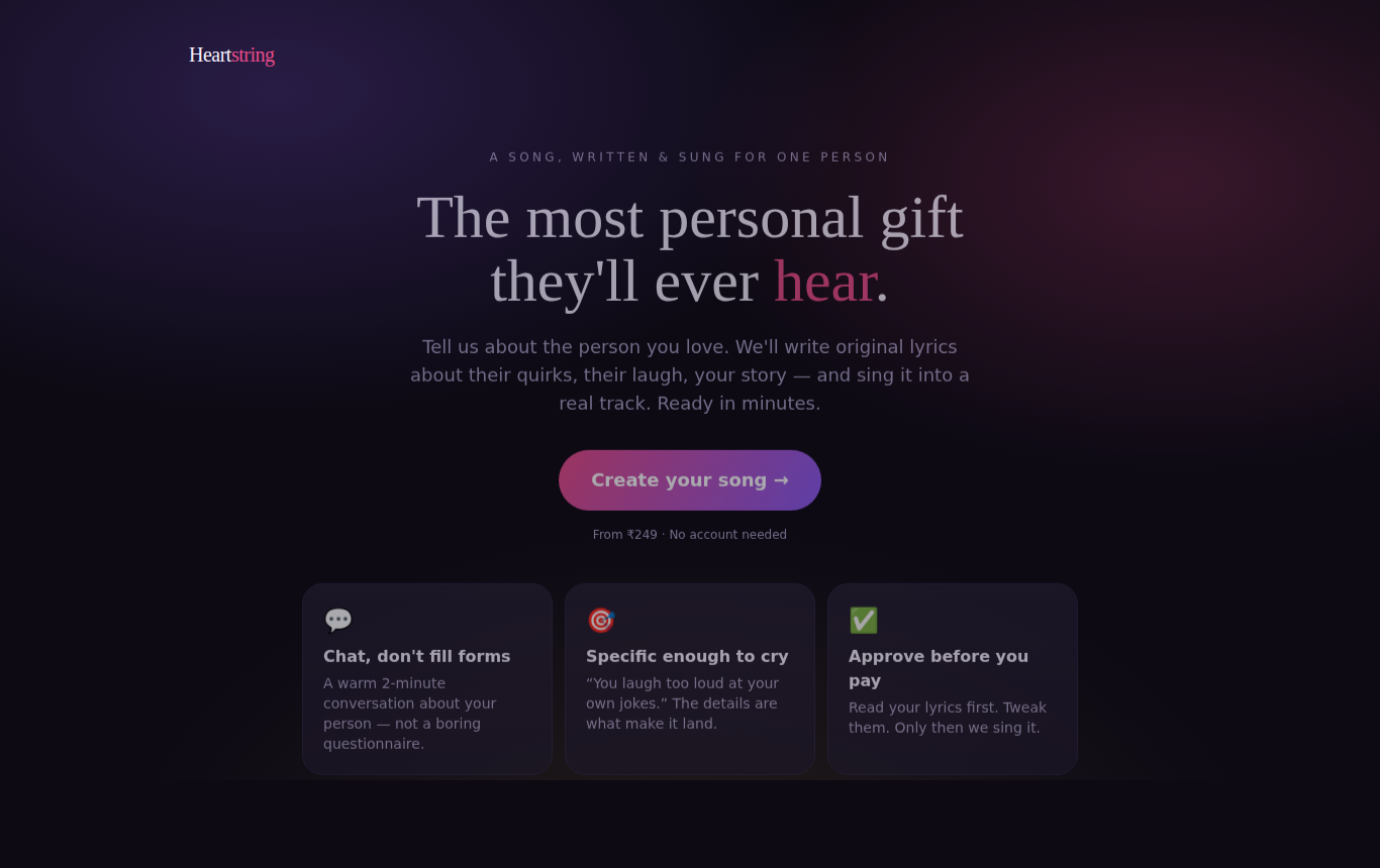 Heartstring personalized songs